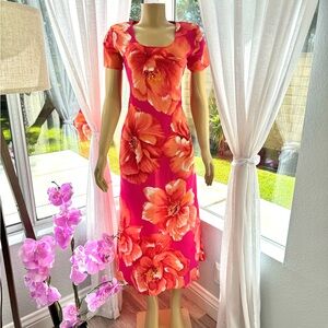 Ronni Nicole By Ouida Vtg 90s Size 6 Floral Short Sleeve Sheath Dress Colorful